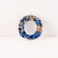 Blauer Harz Kreis Anhänger DIY Schmuck Zubehör mit Goldfolie Flocken für Basteln. - Buchstabe O