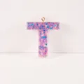 Glitter Resin Letter T Keychain Pendant DIY Craft Accessories Bag Charm Cute Gift - Letter T