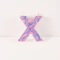 Glitter Resin Letter X Keychain Pendant DIY Craft Accessories Pink Blue Star Sequins Gift - Letter X
