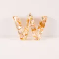 Resin shell letter W pendant DIY keychain cute bag hanging accessory handmade jewelry charm gift. - Letter W