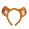 Detailed view of cute plush tiger ear headband with soft orange faux fur and white inner accents. - 1# Yellow Tiger Ears White Lining