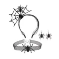 Halloween spider headband choker earrings set black gothic party costume accessories. - Style 1