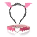 Halloween bat wing headband and choker set sweet cool style neck ring party hair accessories - Headband And Choker Combination / Pink