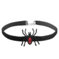 Gothic black velvet spider choker necklace with red crystal gem for Halloween party decor. - Style 2 Red Rhinestone Black Spider Velvet Choker