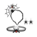 Halloween spider web headband choker earrings set for spooky party costume accessories - Style 4