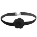 Schwarze Stoff Rose Blume Choker Halskette Gothic Samt Kragen Party Schmuck Detail Ansicht - Stil 7 Schwarze Blume Samt Kropfband Variante