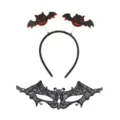 Halloween bat headband and lace mask set, perfect for party costume dress up and festive events. - Style 6 Bat And Bat Mask