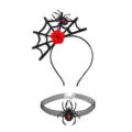 Halloween spider headband and choker set, gothic red rose hair hoop and lace mesh neckpiece. - Style 7 Lace Mesh Spiderweb Red Rose Headband + Lace Mesh Spider Choker