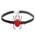 Gotische schwarze Samt Choker Halskette mit rotem Glitzer Spinne Anhänger für Halloween. - Stil 8 Rote Spinne Samt Kropfband