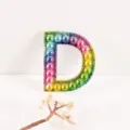 Rainbow Rhinestone Pearl Letter D DIY Accessory Colorful Gradient Patch for Clothes and Bags - Letter D