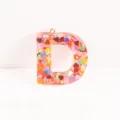 Rosa Herz Pailletten Epoxidharz Buchstabe D Anhänger Schlüsselanhänger DIY Schmuck. - Buchstabe D