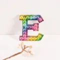 Colorful gradient rhinestone pearl letter E patch, DIY clothing and bag accessory variant. - Letter E