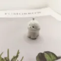 White flocked simulation dog pendant keychain DIY jewelry accessory, cute mini fluffy puppy charm. - Bichon Frise