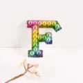 Color gradient rhinestone pearl letter F patch DIY clothing bag accessory wholesale - Letter F