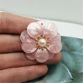 Pink Double-Layer 5-Petal Flower DIY Acrylic Jewelry Accessory for Earrings Hair Decor - 39mm 3D Flower / Pink Single Hole