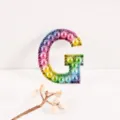 Colorful gradient rhinestone pearl letter G patch diy clothing bag accessory sku variant - Letter G