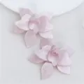 Pink acrylic 3d flower earrings pendants diy jewelry accessories cute floral design - 38x42mm (3-Layer) / Pink