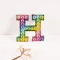Colorful gradient pearl rhinestone letter H patch for DIY clothing and bag accessories. - Letter H