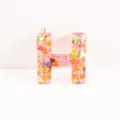 Pink Heart Sequins Resin Letter H Pendant DIY Keychain Bag Jewelry Accessory Variant - Letter H