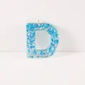 Blauer Glitzer Harz Buchstabe D Anhänger Schlüsselanhänger, stilvolles DIY Zubehör. - Buchstabe D