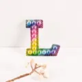 Letter L rhinestone pearl patch, colorful gradient DIY clothing and bag accessory. - L