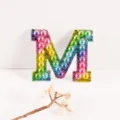 Letter M rhinestone pearl patch, colorful gradient DIY clothing and bag accessory. - M