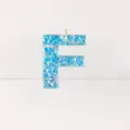 Blue Resin Letter F Pendant Keychain DIY Glitter Alphabet Charm Aesthetic Bag Accessory Decor - Letter F