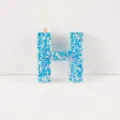 Cute blue glitter resin letter H keychain pendant for DIY bag charm accessory part - Letter H