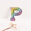 DIY Colorful Gradient Pearl Rhinestone Letter P Patch for Clothing Bag Accessories - Letter P