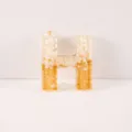 Resin letter H keychain charm DIY craft pendant gold flakes glitter accessory gift decor item. - Letter H