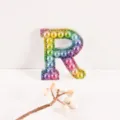 Colorful gradient rhinestone pearl letter R patch for DIY clothing and bag accessories SKU. - Letter R