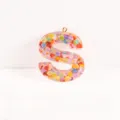 Letter S Resin Glitter Keychain Colorful Hearts Epoxy Pendant DIY Bag Charm Accessory - Letter S