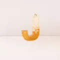 Resin letter J pendant with gold glitter and white stone chips for DIY keychain and bag charm. - Letter J