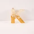 Resin Letter K Keychain Pendant Gold Flake White Stone Bag Charm DIY Accessory - Letter K