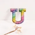 Colorful gradient rhinestone pearl letter U patch for DIY clothing and bag accessories - Letter U