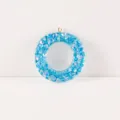 Blue Resin Letter O Pendant Keychain Shimmery Sequin DIY Bag Hanging Accessory Variant - Letter O