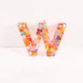 Resin Letter W Pendant DIY Keychain with Colorful Heart Sequins Bag Charm Accessory - Letter W
