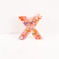 Pink heart sequins resin letter X pendant keychain DIY bag charm fashion accessory - Letter X