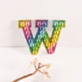 Gradient rhinestone pearl letter W patch colorful DIY clothing accessory badge appliques 1pc - Letter W