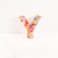 Pink heart sequin resin letter Y pendant keychain DIY accessories for bag charm style - Letter Y