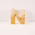 Resin letter N keychain pendant with gold foil and white stone chips for DIY crafts and bags. - Letter N