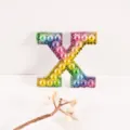 DIY Letter X Pearl Rhinestone Patch Gradient Rainbow Colorful Clothing Bag Accessory - Letter X