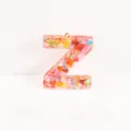 Pink resin letter Z pendant with colorful heart sequins for DIY keychain and bag charm accessories - Letter Z