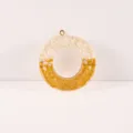 Resin letter O shape keychain DIY charm with gold glitter and white stones for bags. - Letter O