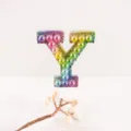 Letter Y pearl rhinestone patch colorful gradient DIY apparel accessory bag decoration - Letter Y