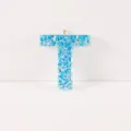 Blue Sequins Letter T Resin Pendant Cute Keychain DIY Bag Charm Fashion Accessory - Letter T