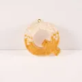 Resin letter Q keychain pendant, white and gold glitter DIY accessory for bags charm. - Letter Q