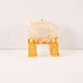Resin letter R pendant with white stone flakes and gold foil DIY keychain accessory craft. - Letter R