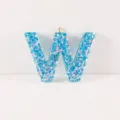 Blue Iridescent Glitter Resin Letter W Pendant DIY Keychain Bag Hanging Accessory - Letter W