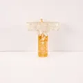 DIY resin letter T pendant with white stone chips and gold foil for keychain charm - Letter T